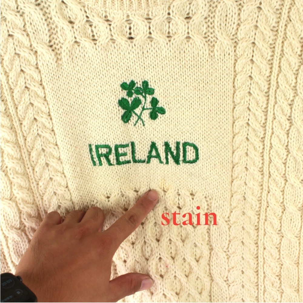 Blarney Woolen Mills Sweater Sz M Beige Pullover Wool Ireland Chunky Fisherman - Picture 8 of 13